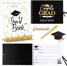Class of 2024 Graduation Guest Book 3 Pcs with Pen and Wood Table Sign Party Sup - £21.61 GBP