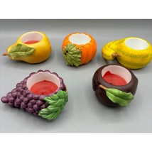 Partylite 5 Pc Ceramic Harvest Medley Candle Holders Grapes Apple Pumpki... - $12.12