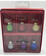 Pier 1 Imports Christmas Holiday Wine Glass Drink Charms Glitter Ornamen... - $16.82