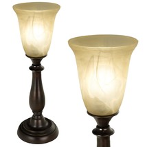 LIGHTACCENTS Farmhouse Table Lamp with Marbleized Alabaster Glass Shade  18.5&#39;&#39;  - £74.19 GBP