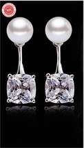 925 Sterling Silver beautiful Drop stud earrings with pearl and CZ AKOYW - £11.72 GBP
