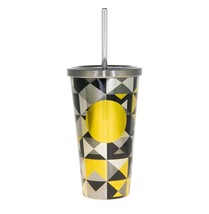 Starbucks Geometric Triangle Silver Yellow Stainless Steel Tumbler Cold Cup 16oz - £50.39 GBP