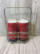 Vtg Coca Cola Advertising Salt &amp; Pepper Shakers W/holder Rack NIP New Coke - £7.73 GBP