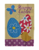 12X18 Happy Easter Eggs Egg Duck Duckling Banner Sleeved Garden 12X18 Flag - £12.63 GBP