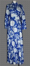 VTG 2-Pc YVES JENNET Royal Blue White Floral Sleeveless Long Dress Jacke... - $1,497.22 MXN