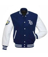 Varsity Jacket Navy &amp; White Wool and Leather Letterman Style - $2,387.34 MXN+