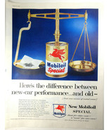 Vintage Print Ad 1956 Mobil Oil Special Gold Scales Advertizement Red Pe... - £7.84 GBP