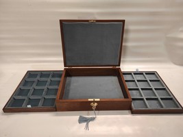 Box IN Wood for Coins Medals Jewellery 2 Trays IN Velour - $234.57