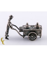 Vintage Silver Miniature Dollhouse Man Street Vendor w/Pushcart - $347.95 CAD