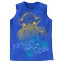 Boys Tank Top Muscle Shirt Disney Phineas &amp; Ferb Agent P Blue-sz 18/20 - £7.14 GBP