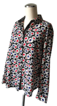 Jones New York Red Blue Black Floral Polka Dot Button-Front Blouse - Wom... - $16.10