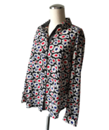 Jones New York Red Blue Black Floral Polka Dot Button-Front Blouse - Wom... - £12.18 GBP