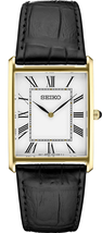 Seiko Essentials Collection Leather Band Gold Tone Mens Watch SWR052 - £152.98 GBP