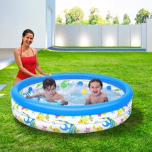 48"x48"x10" Inflatable Swimming Pool Foldable Family Pool 3 Round Ring For 2Kids - £30.27 GBP