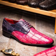 Pissa Genuine Caiman Lizard Patchwork Derby Shoe Pink/Purple image 8