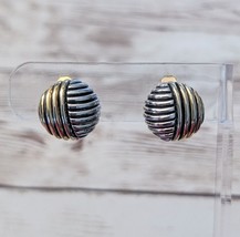 Vintage Clip On Earrings Gold Tone &amp; Silver Tone Statement Design 5/8&quot; - £12.50 GBP