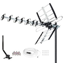 2024 Updated Outdoor Highquality Amplified Antenna Hdtv Vhf Uhf Fm W/ Kit &amp; Pole - £70.08 GBP