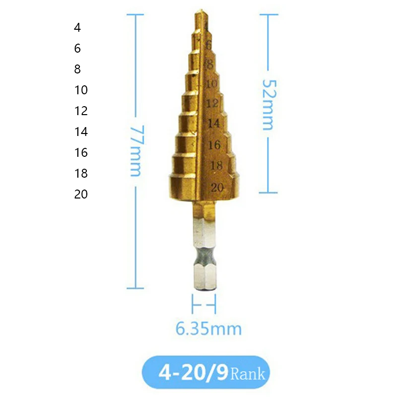 Step Drill Bit 4-12 4-20 4-32 mm HSS Titanium Coated  Drilling Power Tools  High - £153.14 GBP