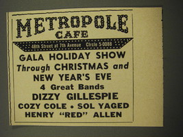 1959 Metropole Cafe Jazz Club Ad - Dizzy Gillespie Cozy Cole - £15.01 GBP