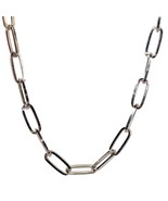 Vintage Graziano CN Signed Silver Tone Heavy Chunky Chain Link Necklace ... - €32,89 EUR