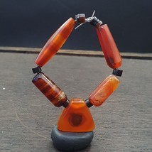 Perline antiche lotto 5 pendenti in agata vecchie perle himalayane tibet... - $1,140.27 MXN