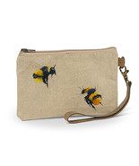 Bee Pouch with Leather Carrying Strap 8&quot; Long Flax Color Zipper Closure ... - €18,50 EUR