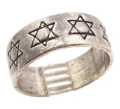 925 Sterling Silver Vintage Ring Etched Star Of David Band  Sz 12.5  RG3... - $48.17