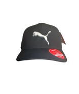 New PUMA Stretch Fit Adult Golf Hat Size S/M Black w/White/Grey 3D Logo - $23.36