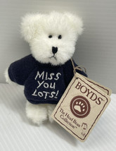 Boyds Bears 4&quot; Mini Plush Miss You Lots Thinkin&#39; Of Ya Series Stuffed White Blue - £34.95 GBP