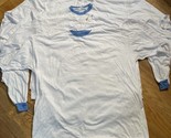 Vtg 5 Long Sleeve T Shirts Mens 5XL Crewneck 2 Solid White 3 White / Blu... - $22.49