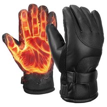 Electric Heated Gloves USB Plug Touchscreen Thermal Gloves Leather Windproof ... - £29.06 GBP