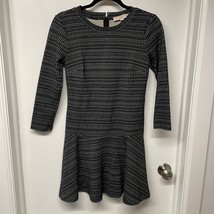 Ann Taylor LOFT Black White Textured Drop Waist Thick Dress XS Extra Small - $25.74