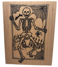 Halloween Rubber Stamp Dancing Skeleton Graveyard Bat PSX K-422 Vintage 1992 NEW - £22.86 GBP