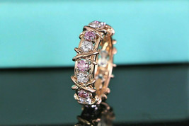 2.07Ct Lab-Created Pink &amp; White Diamond 14K Rose Gold Over Wedding Ring - £98.68 GBP