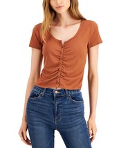MSRP $13 Hippie Rose Juniors&#39; Ruched Cardigan T-Shirt Brown Size Large - £6.30 GBP
