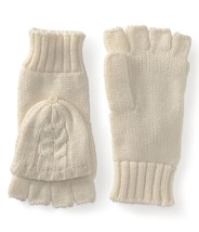 Womens Girls Aeropostale Knit Gloves Fold Over Mittens Ivory Winter Snow New $20 - £7.85 GBP