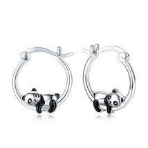 Harong Pretty Panda Stud Earrings Girl Trendy Jewelry Party Silver Plated Copper - £8.05 GBP