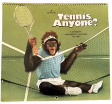 Tennis Anyone 1981 Chimpanzee Monkeys Hallmark 13 Month Calendar  Used - £29.59 GBP