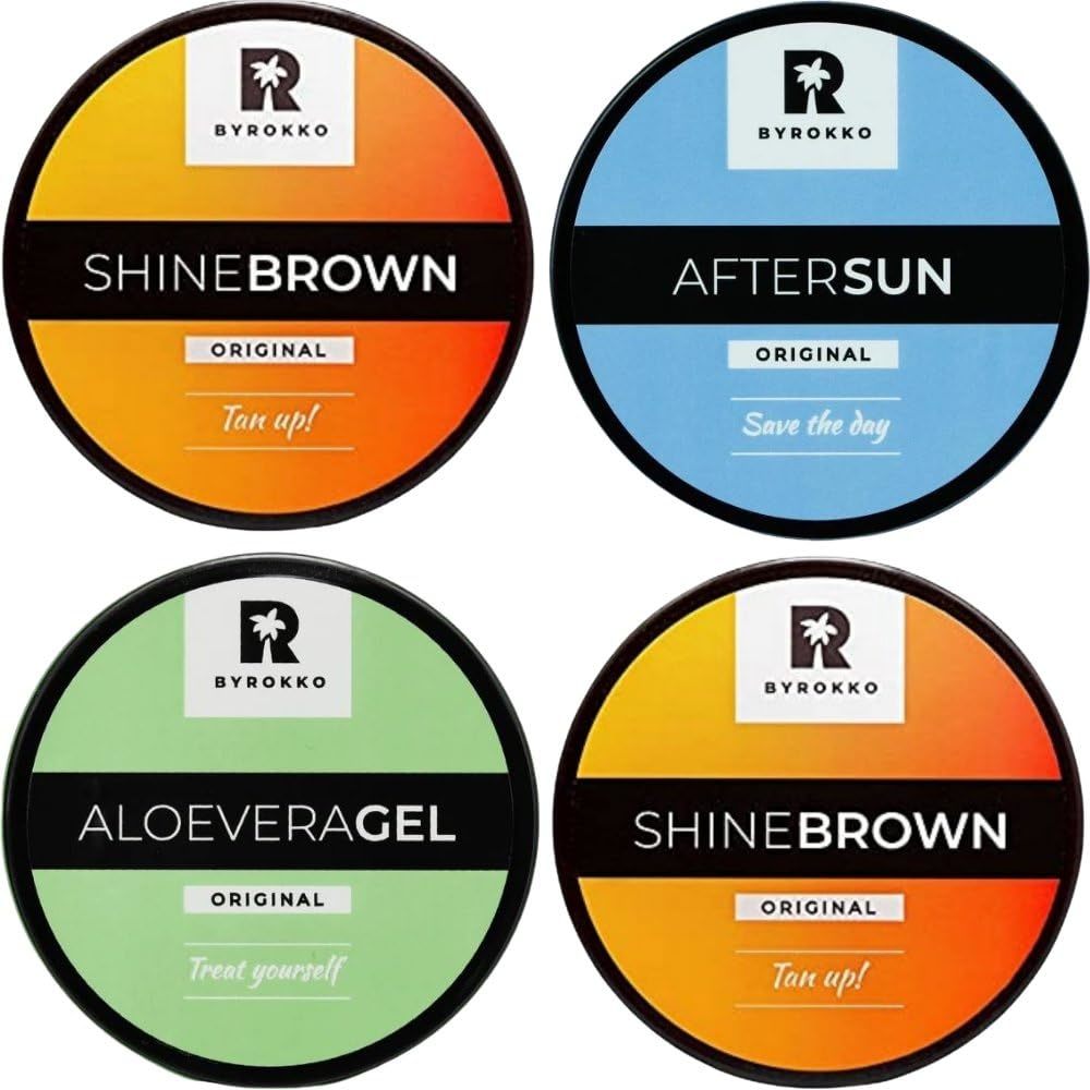 BYROKKO Shine Brown Summer Tanning SET 4IN1: 2 Units of Tanning Cream 7.11 Fl. O