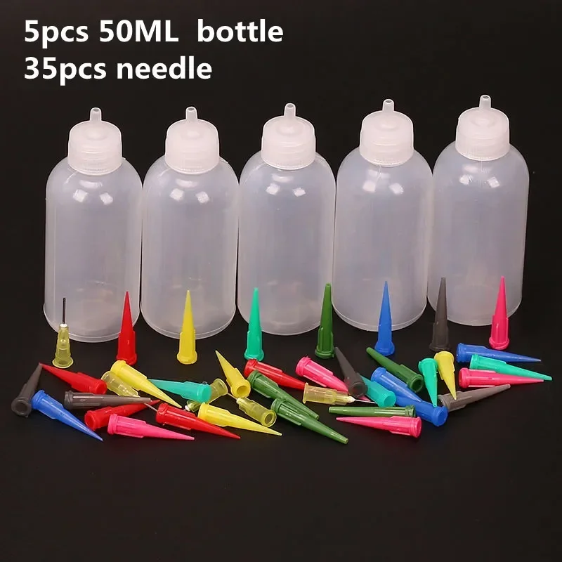 50cc Pottery Mud Painting Bottle Squeeze Mud Bottle Multi needle DIY 5PC... - $5.44