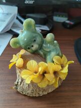 very strange vintage green bear candle lying on a stump - $13.70 CAD