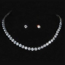 925 Plata Imitación Diamante Tenis Collar 4mm Libre Tuercas Pendientes Set Novia - £326.41 GBP