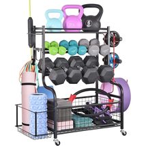 Dumbbell Rack Weight For Dumbbells Home Gym Storage Mat And Balls Black - £107.24 GBP