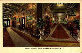 EARLY 1900&#39;s Postcard Main Corridor at Hotel Lafayette in Buffalo, New York bk48 - £3.10 GBP