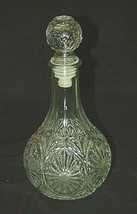 Vntage Clear Pressed Glass Bar Decanter Starburst &amp; Fan Pattern Man Cave... - $26.72