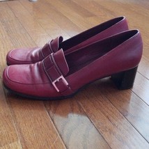 Talbots Red Square Toe Chunky Heels Narrow Fit - Size 9.5N - £21.52 GBP