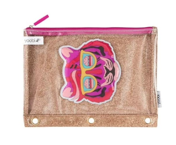YOOBI TIGER ZIP PENCIL CASE GOLD GLITTERY NWT - $7.91