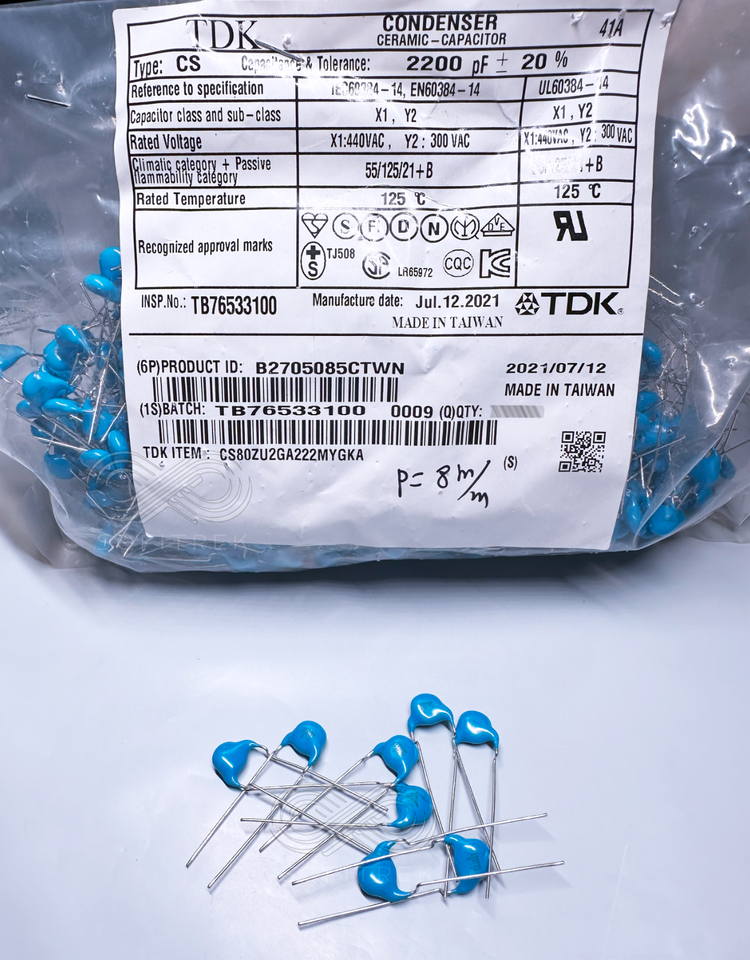 25X CS222M TDK 2200pF 2.2nF 440V/300V X1,Y2 High Voltage 2.6kV Ceramic C... - $4.95