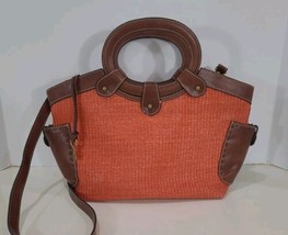 Fossil Tote Orange Straw Woven Handbag - £18.94 GBP