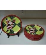 Claire Ware Santa Clause Stoneware 8 Plates 9 1/4 Inch Santa With Presents - £62.85 GBP